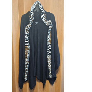 Simon Chang hooded Cape with Animal Print